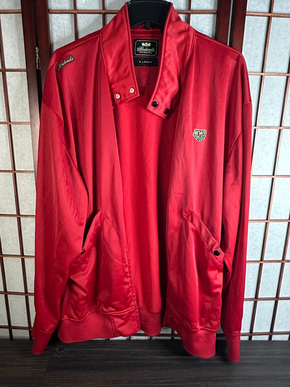 Akademiks jacket XL mens streetwear hip hop zip up collared "storm Riders" red